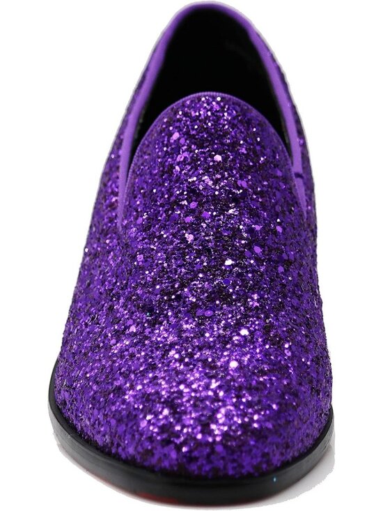 Men\'s Purple Vintage Glitter Loafers Slip On Tuxedo Dress Party Classic Shoes main image 5